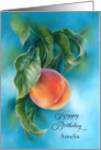 Birthday Personalized Name Peach Fruit with Leaves Pastel Art A card