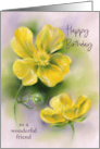 Birthday for Friend Buttercups Yellow Wildflowers Art Custom card