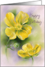 Happy Birthday Buttercups Yellow Wildflowers Art card