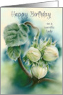 Birthday for Her Green Filberts on Branch Botanical Art Custom card