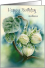 Birthday Custom Name Green Filberts on Branch Botanical Art A card