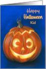 Halloween for Kid Goofy Grinning Pumpkin Face Personalized card