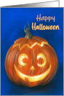 Happy Halloween Goofy Grinning Pumpkin Face card