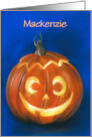 Halloween Personalized Name Goofy Grinning Pumpkin Face M card