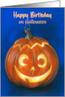 Halloween Birthday Goofy Grinning Pumpkin Face card