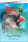 Birthday for Her Lady Cardinal Bird with Ivy Leaves Personalized card