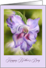 Happy Mothers Day Purple Gladiolus Flower Art card