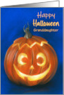 Halloween Granddaughter Goofy Grinning Pumpkin Face Custom card