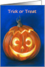 Halloween Trick or Treat Goofy Grinning Pumpkin Face Custom card