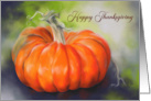 Happy Thanksgiving Orange Pumpkin on Purple Pastel Art card