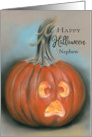 Nephew Halloween Jack O Lantern Pumpkin Pastel Personalized card