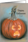Halloween Kid Jack O Lantern Pumpkin Pastel Personalized card
