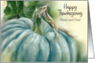 For Dad and Mom Thanksgiving Blue Pumpkin Pastel Art Custom card