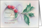For Mom and Dad Holly Jolly Seasons Greetings Custom card