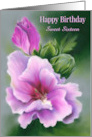Sixteenth Birthday Rose of Sharon Hibiscus Pastel Custom card