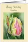 For Daughter Birthday Pretty Tulip Yellow and Pink Flower Custom card