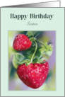 For Sister Birthday Strawberries Pastel Personalized card