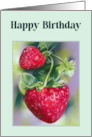 Happy Birthday Strawberries Pastel Art card