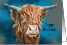 For Son Birthday Shaggy Highland Cow Personalized card