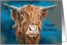 For Friend Birthday Shaggy Highland Cow Personalized card