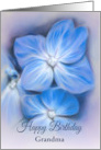 For Grandmother Birthday Blue Hydrangea Pastel Floral Art Custom card