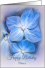 For Niece Birthday Blue Hydrangea Pastel Floral Art Custom card