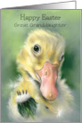 Easter for Great Granddaughter Yellow Gosling Chick Dandelion Custom card