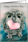 For Niece Valentine Owl with Large Eyes and Heart Custom card