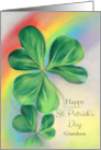 For Grandson Shamrock Rainbow St Patricks Day Custom card