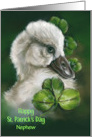 For Nephew St Patricks Day Swan Chick Pastel Bird Art Custom card