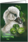 For Kid St Patricks Day Swan Chick Pastel Bird Art Personalized card