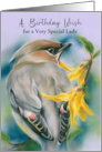 For Her Birthday Cedar Waxwing Bird with Forsythia Personalized card