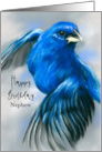 Birthday for Nephew Indigo Bunting Blue Bird Art Custom card