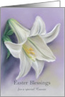 For Cousin White Easter Lily on Purple Custom card