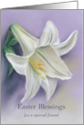 For Friend White Easter Lily on Purple Custom card