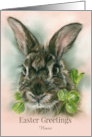 For Niece Easter Brown Bunny Rabbit in Clover Custom card