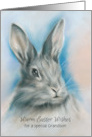 For Grandson Easter Gray Bunny Rabbit Pastel Custom card