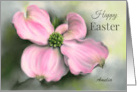 For Personalized Name Easter Pink Dogwood Spring Floral A card