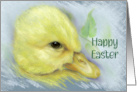 Happy Easter Cute Yellow Duckling Pastel Art card