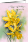 For Friend Birthday Yellow Daffodil Spring Flowers Custom card