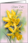 For Cousin Easter Yellow Daffodil Spring Flowers Custom card