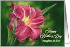 Mothers Day for Daughter in law Red Daylily Flower on Green Custom card