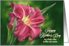 Mothers Day for Like a Mom Red Daylily Flower on Green Custom card