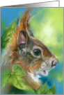 Any Occasion Red Squirrel with Green Leaves Blank card