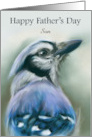 Fathers Day for Son Blue Jay Bird Portrait Art Custom card