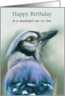 For Son in Law Birthday Blue Jay Bird Portrait Pastel Art Custom card