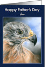 Fathers Day for Son Hawk Raptor Portrait Pastel Art Custom card