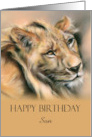 Birthday for Son Regal Male Lion Portrait Pastel Art Custom card