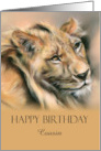 Birthday for Cousin Regal Male Lion Portrait Pastel Art Custom card