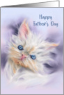 Happy Fathers Day Cute Persian Kitten with Blue Eyes card